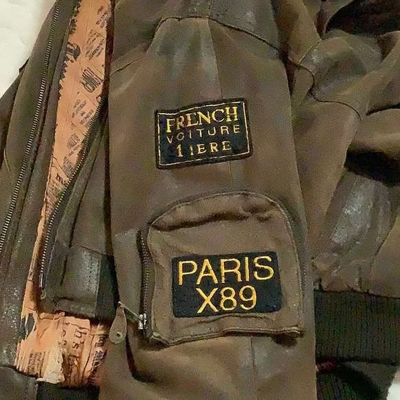 Vintage Leather Jacket w/patches - Picture 3 of 12